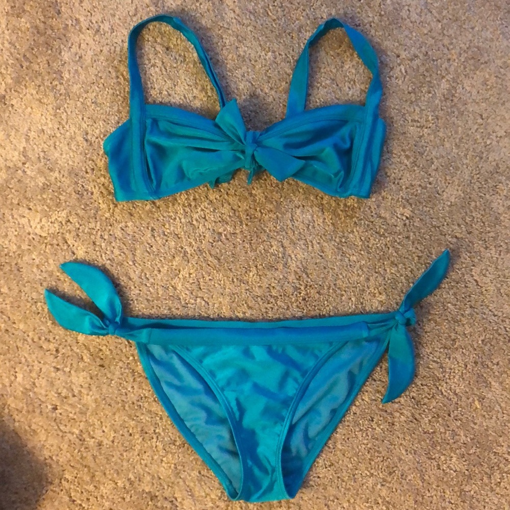 Shiny blue bikini